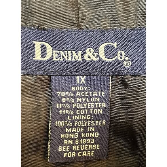 Denim & Co. Womens 1X Black Textured Long Sleeve Zip Front Jacket A03280 - Picture 2 of 7